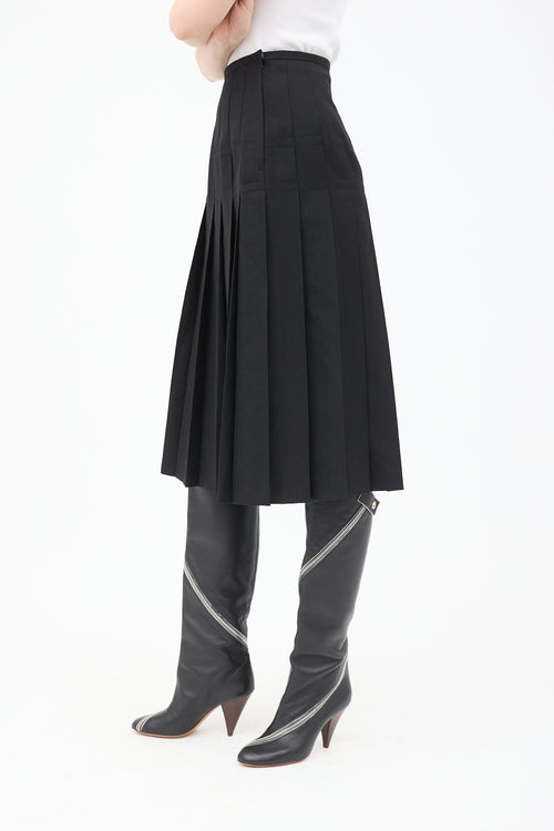 Comme des Garçons FW 1990 Black Wool Pleated Midi Skirt