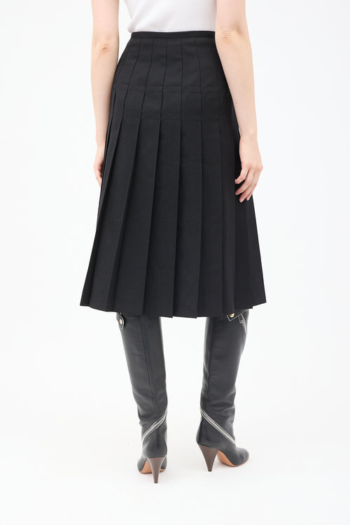 Comme des Garçons FW 1990 Black Wool Pleated Midi Skirt