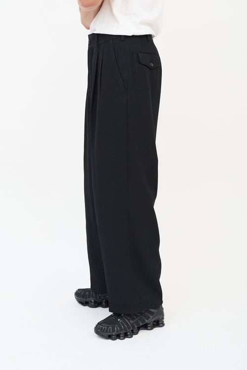 Comme des Garçons FW 1997 Black Wool 
Nylon Pleated Wide Leg Trouser