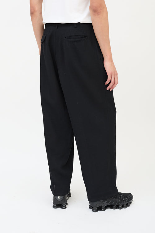 Comme des Garçons FW 1997 Black Wool 
Nylon Pleated Wide Leg Trouser