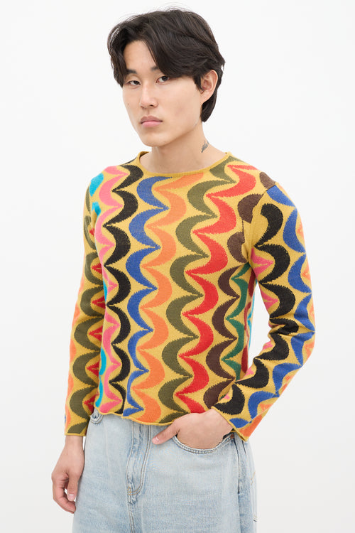 Comme des Garçons FW 2001 Yellow 
Multicolour Wool Patterned Sweater