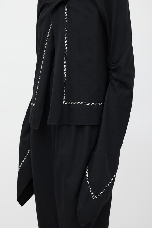 Comme des Garçons FW 2003 Black 
White Wool Stitched  Jacket