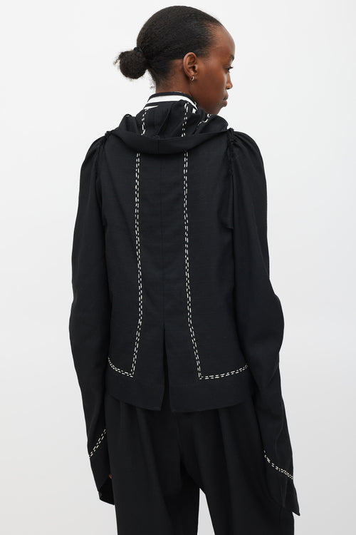 Comme des Garçons FW 2003 Black 
White Wool Stitched  Jacket