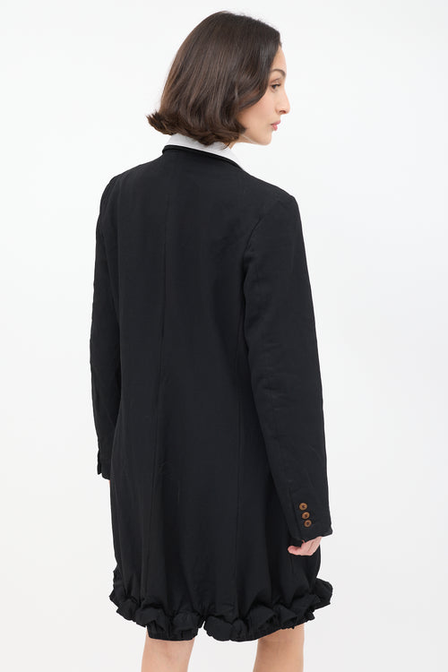 Comme des Garçons FW 2011 Black Ruffle Hem Mid Length Coat