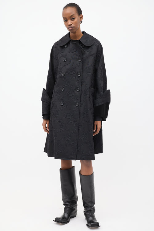 Comme des Garçons FW 2016 Black Floral Cloque Coat