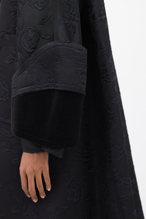 Comme des Garçons FW 2016 Black Floral Cloque Coat