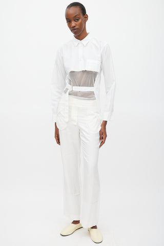 Comme des Garçons FW 2016 White Cutout Front Belted Shirt