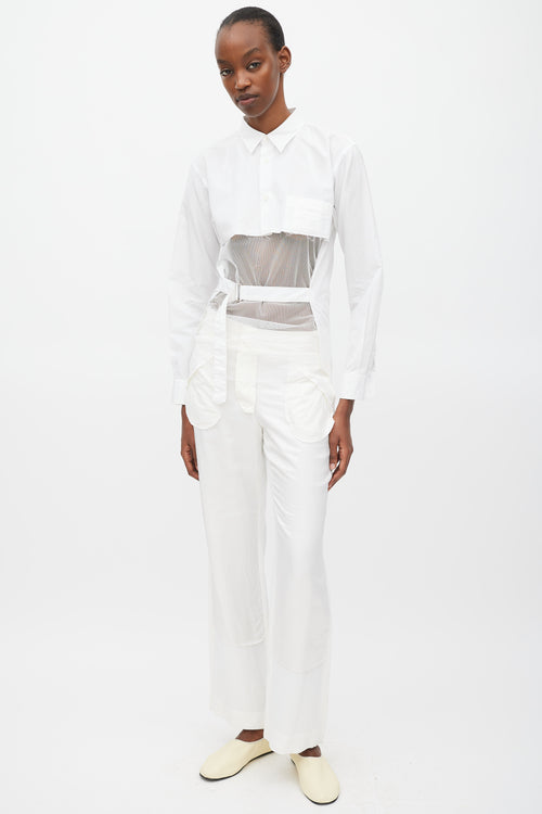 Comme des Garçons FW 2016 White Cutout Front Belted Shirt