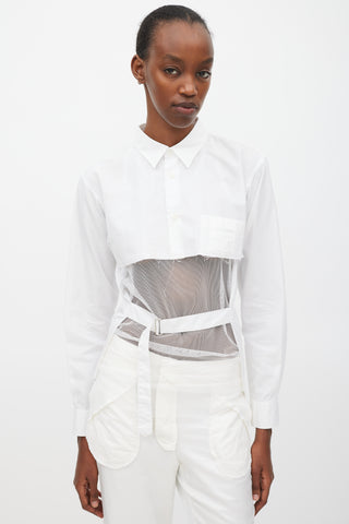 Comme des Garçons FW 2016 White Cutout Front Belted Shirt