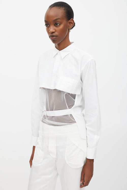 Comme des Garçons FW 2016 White Cutout Front Belted Shirt