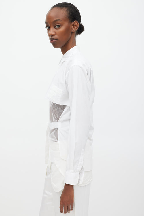 Comme des Garçons FW 2016 White Cutout Front Belted Shirt