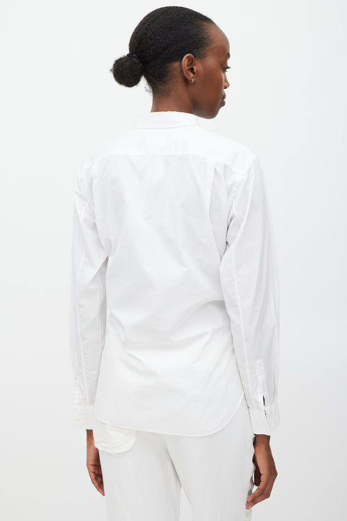 Comme des Garçons FW 2016 White Cutout Front Belted Shirt