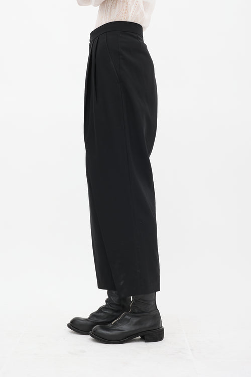 Comme des Garçons FW 2017 Black Wool Pleated Tapered Trouser