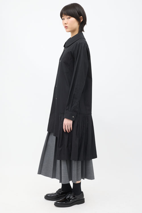 Comme des Garçons FW 2018 Black Frill Long Shirt