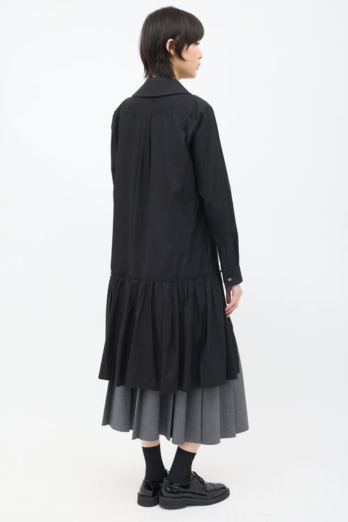 Comme des Garçons FW 2018 Black Frill Long Shirt