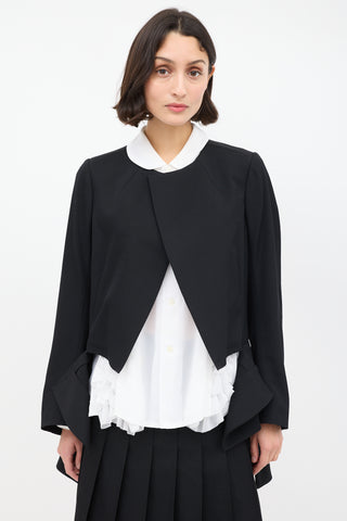 Comme des Garçons FW 2020 Black Wool Deconstructed Peplum Blazer