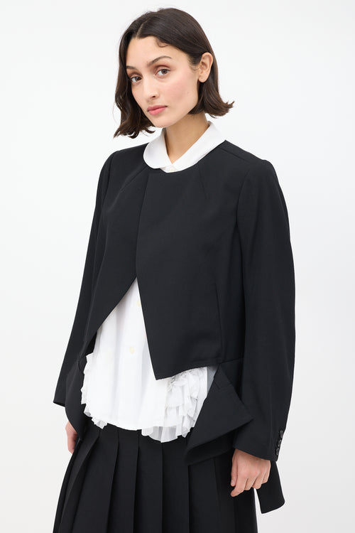 Comme des Garçons FW 2020 Black Wool Deconstructed Peplum Blazer