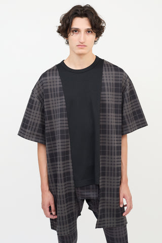 Comme des Garçons FW 2021 Black 
Dark Grey Check T-Shirt 
Pants Co-Ord Set