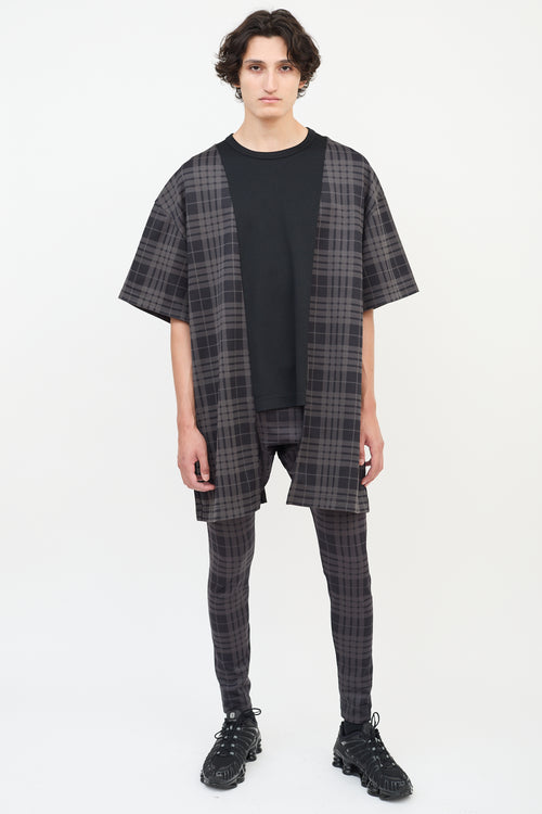 Comme des Garçons FW 2021 Black 
Dark Grey Check T-Shirt 
Pants Co-Ord Set