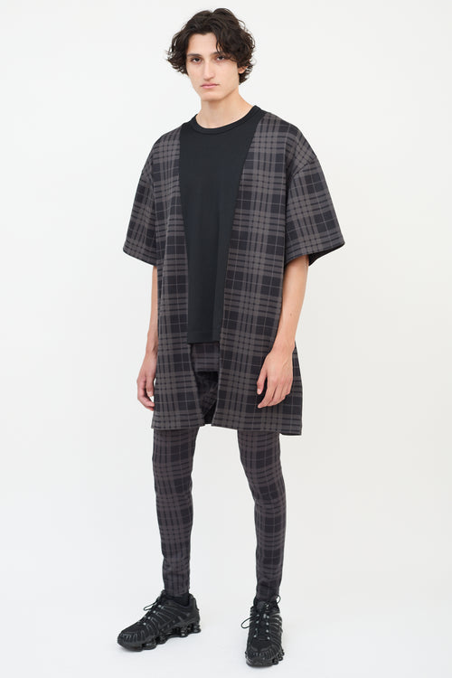 Comme des Garçons FW 2021 Black 
Dark Grey Check T-Shirt 
Pants Co-Ord Set