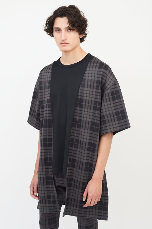 Comme des Garçons FW 2021 Black 
Dark Grey Check T-Shirt 
Pants Co-Ord Set