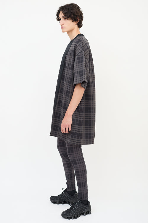 Comme des Garçons FW 2021 Black 
Dark Grey Check T-Shirt 
Pants Co-Ord Set