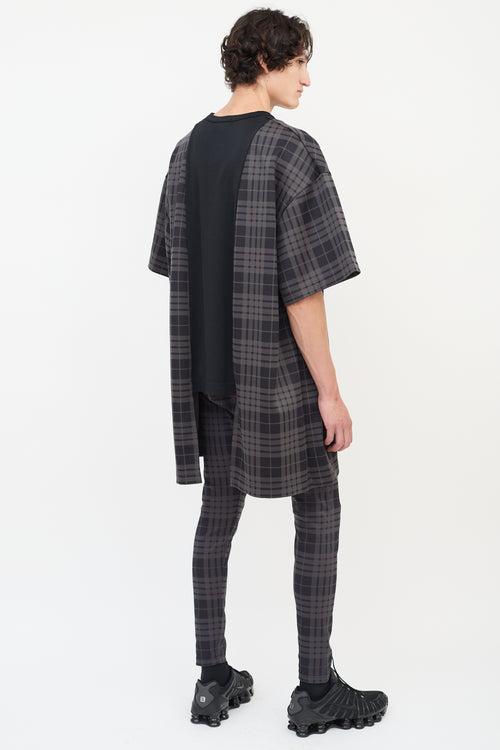 Comme des Garçons FW 2021 Black 
Dark Grey Check T-Shirt 
Pants Co-Ord Set