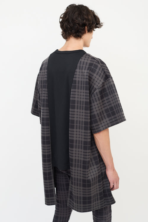 Comme des Garçons FW 2021 Black 
Dark Grey Check T-Shirt 
Pants Co-Ord Set