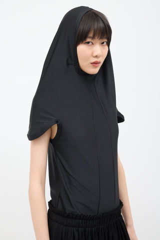 Comme des Garçons FW 2011 Black Drape Neck Dress