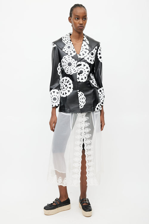 Comme des Garçons Fall 2001 Black 
White Print Faux Leather Jacket