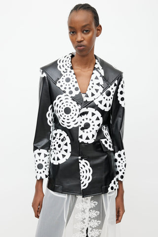 Comme des Garçons Fall 2001 Black 
White Print Faux Leather Jacket