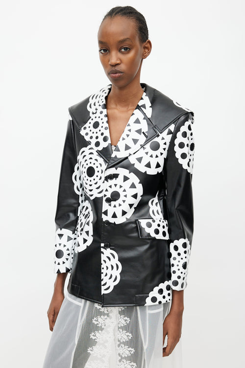 Comme des Garçons Fall 2001 Black 
White Print Faux Leather Jacket