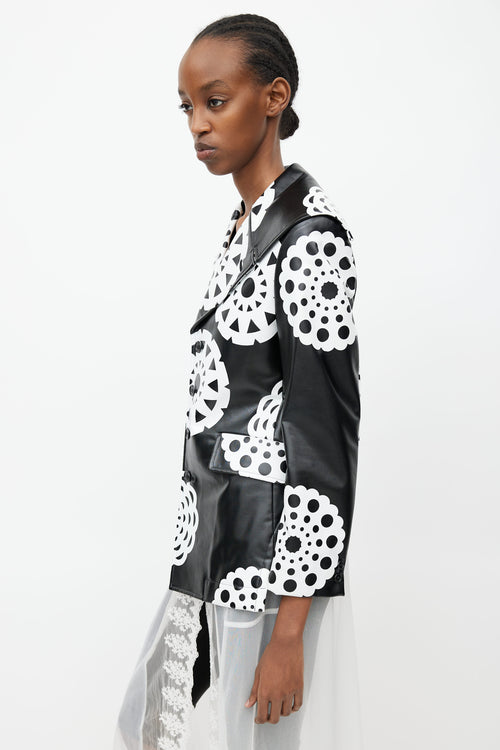 Comme des Garçons Fall 2001 Black 
White Print Faux Leather Jacket