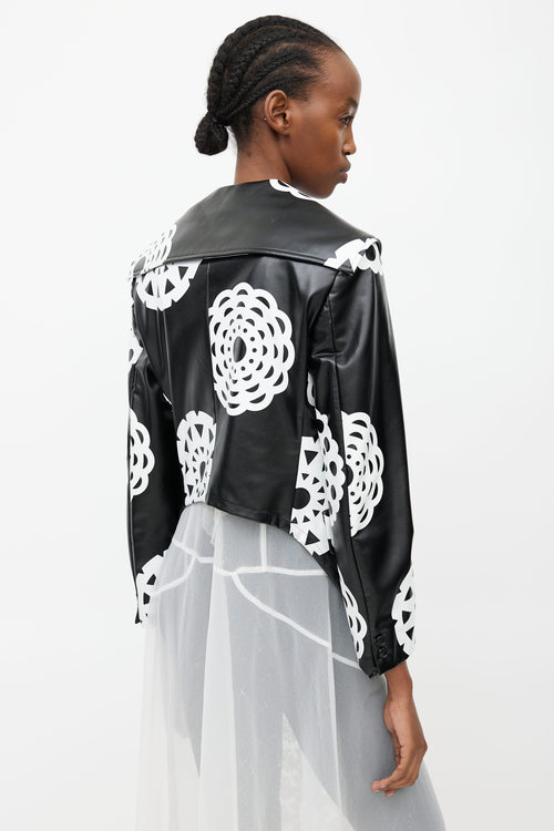 Comme des Garçons Fall 2001 Black 
White Print Faux Leather Jacket