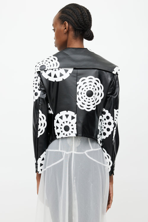 Comme des Garçons Fall 2001 Black 
White Print Faux Leather Jacket