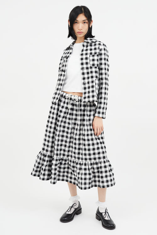 Comme des Garçons GIRL Black 
White Textured Checked Skirt Set