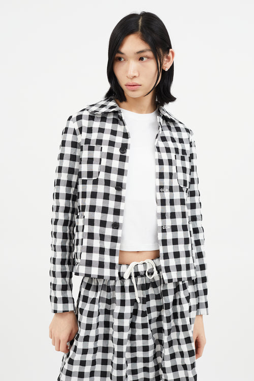 Comme des Garçons GIRL Black 
White Textured Checked Skirt Set