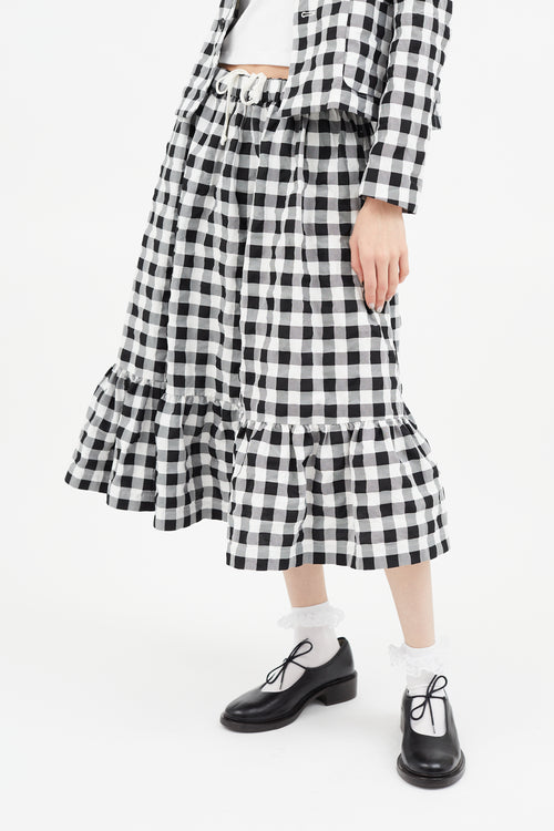 Comme des Garçons GIRL Black 
White Textured Checked Skirt Set