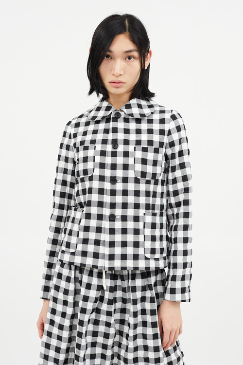 Comme des Garçons GIRL Black 
White Textured Checked Skirt Set