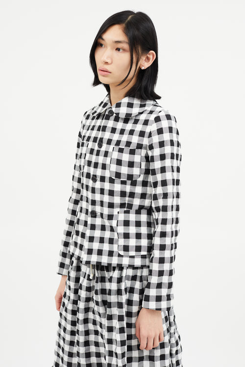 Comme des Garçons GIRL Black 
White Textured Checked Skirt Set