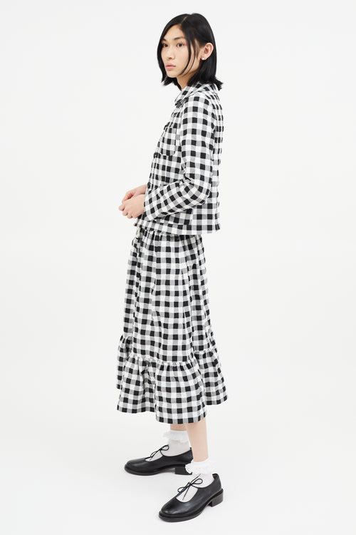 Comme des Garçons GIRL Black 
White Textured Checked Skirt Set