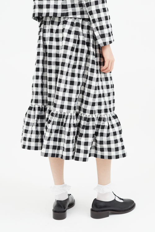 Comme des Garçons GIRL Black 
White Textured Checked Skirt Set