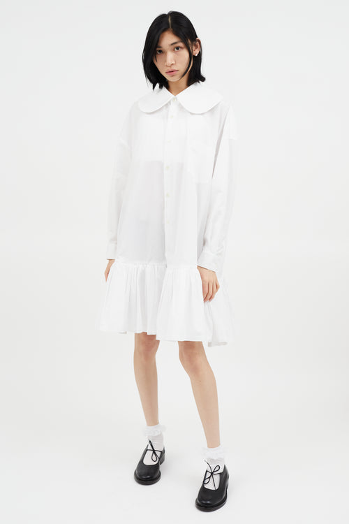 Comme des Garçons GIRL White Oversized Ruffle Shirt Dress