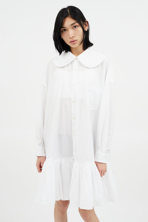 Comme des Garçons GIRL White Oversized Ruffle Shirt Dress