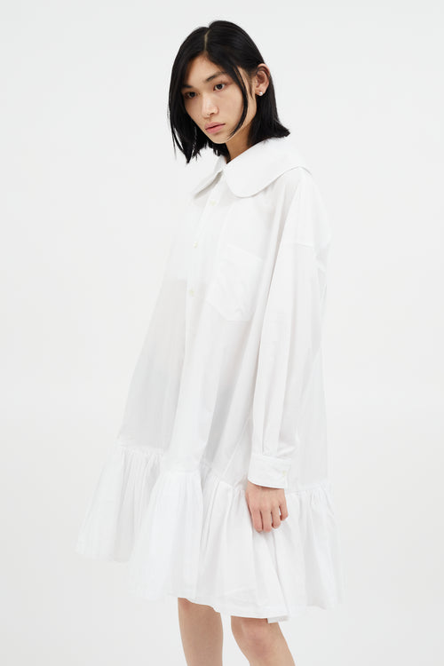 Comme des Garçons GIRL White Oversized Ruffle Shirt Dress