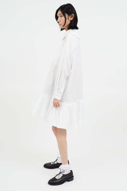 Comme des Garçons GIRL White Oversized Ruffle Shirt Dress