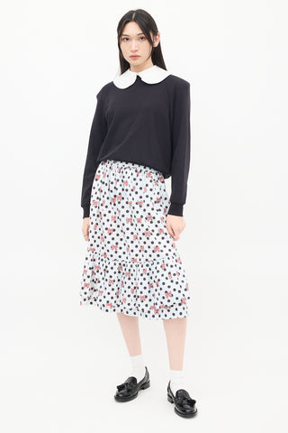 Comme des Garçons Girl FW 2020 White 
Multi Polka Dot Tier Skirt