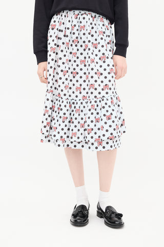 Comme des Garçons Girl FW 2020 White 
Multi Polka Dot Tier Skirt