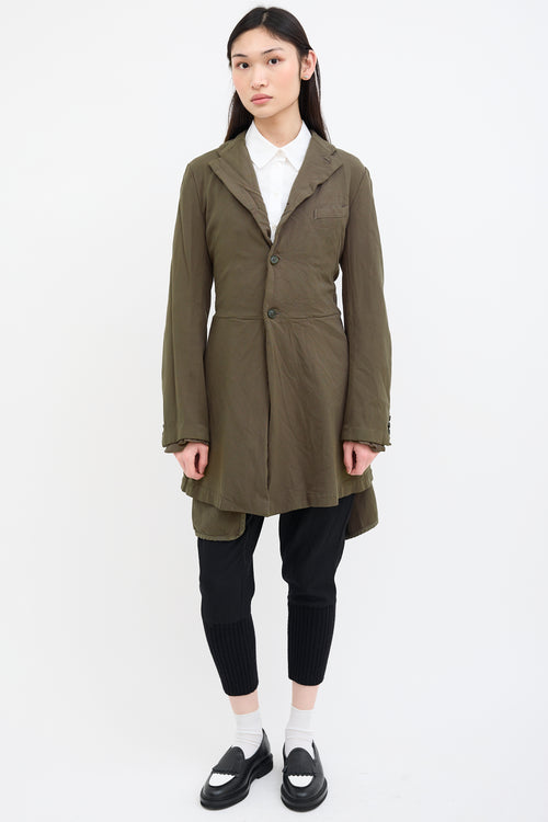 Comme des Garçons Green Front Layered  Coat