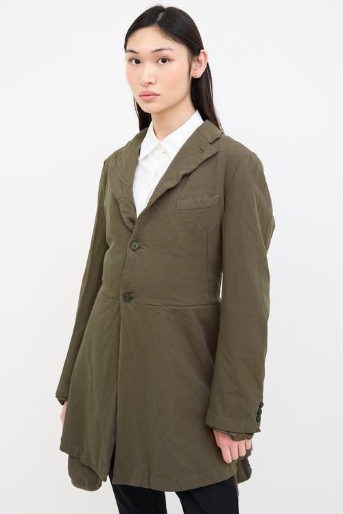 Comme des Garçons Green Front Layered  Coat